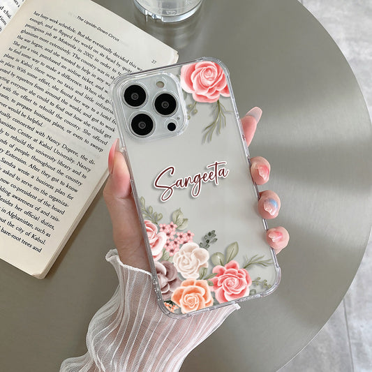 Pink Floral Transparent Silicon Case For Poco