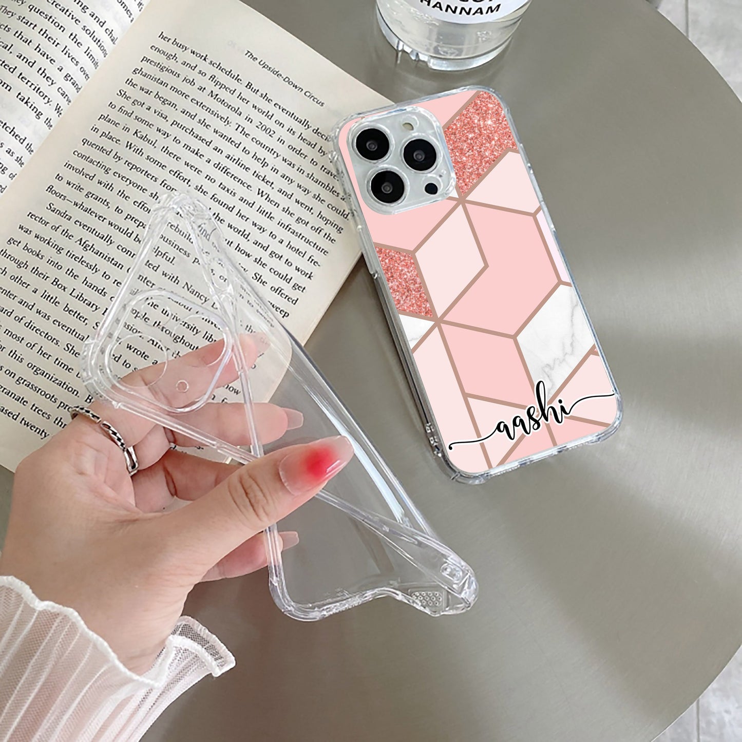 Marble Pink Customize Transparent Silicon Case For Vivo