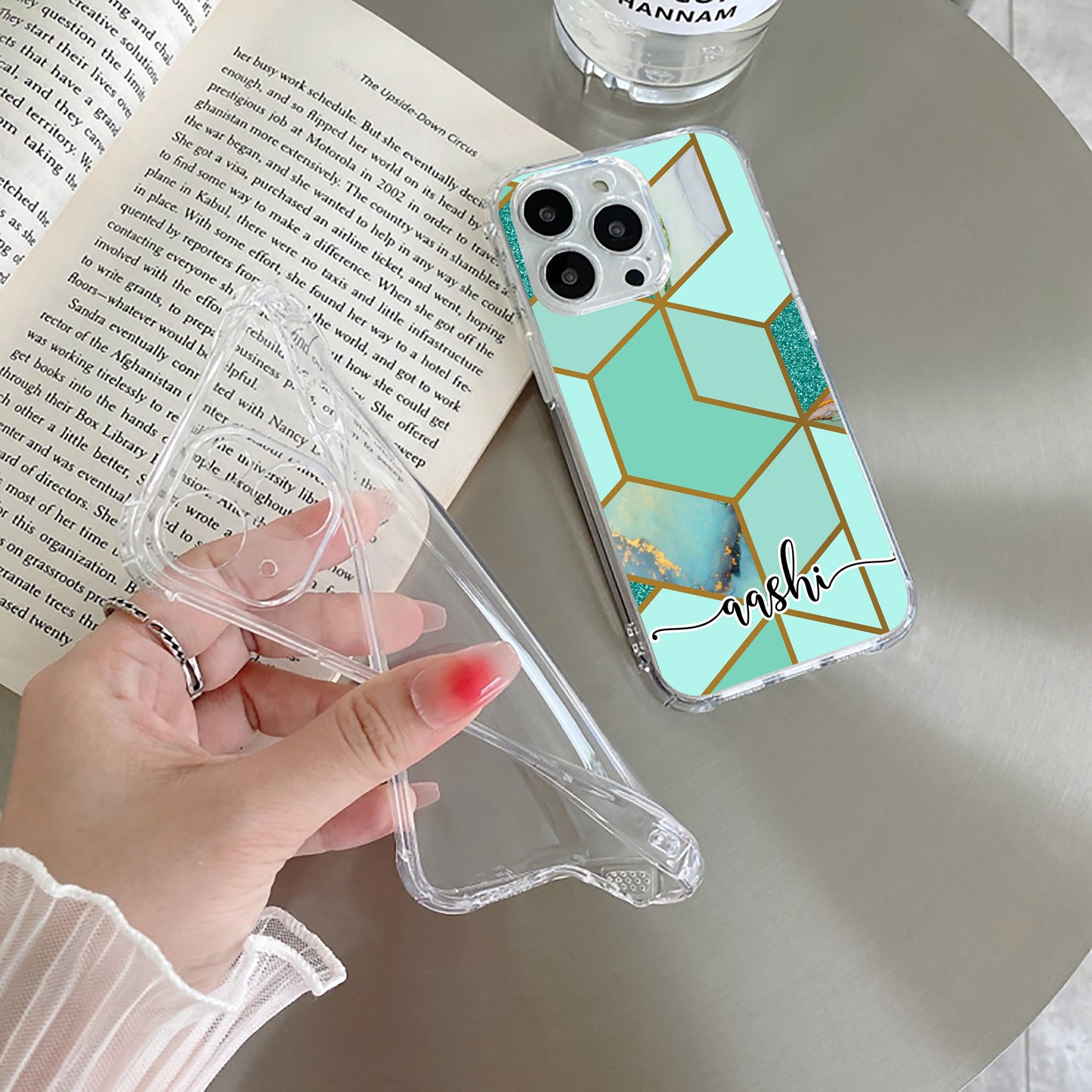 Marble Green Customize Transparent Silicon Case For iPhone