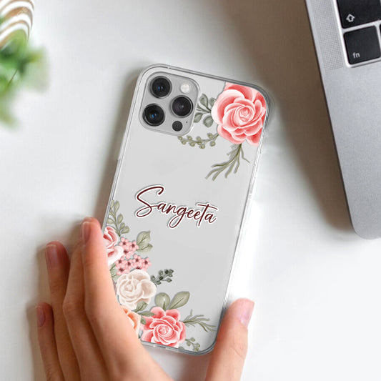 Pink Floral Transparent Silicon Case For Oppo