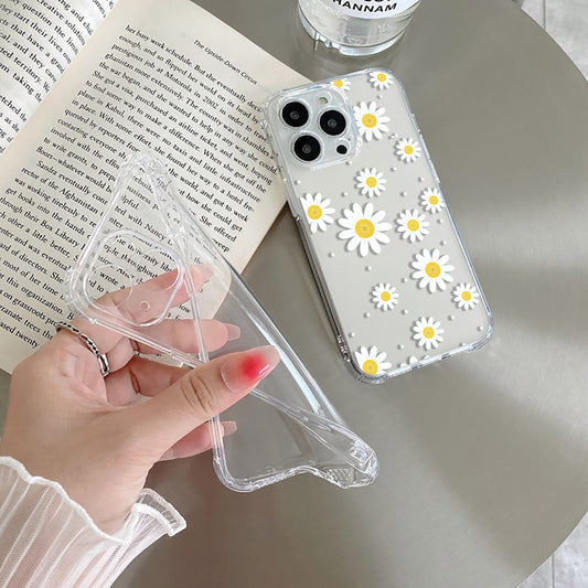 Beautiful Daisy Floral Transparent Silicon Case For iPhone
