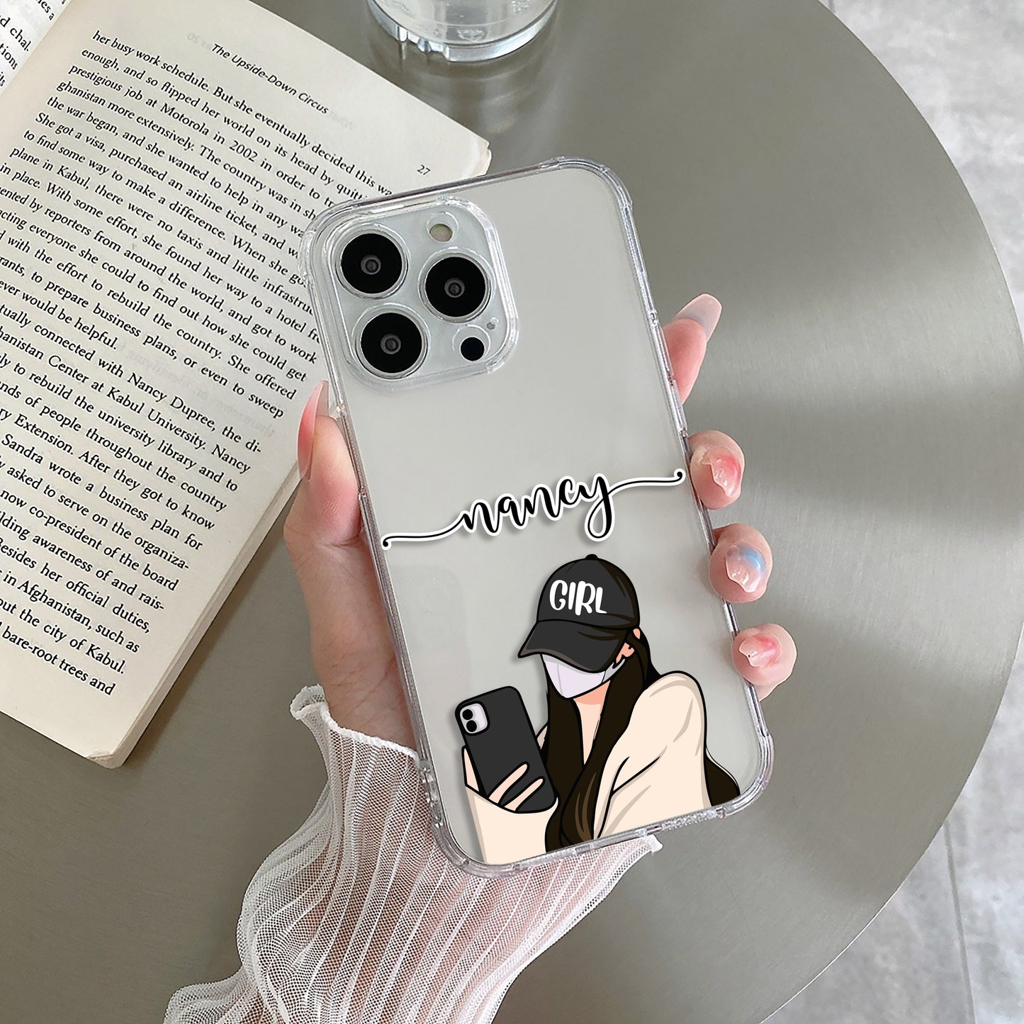Stylish Girl With Cap Customize Transparent Silicon Case For Poco