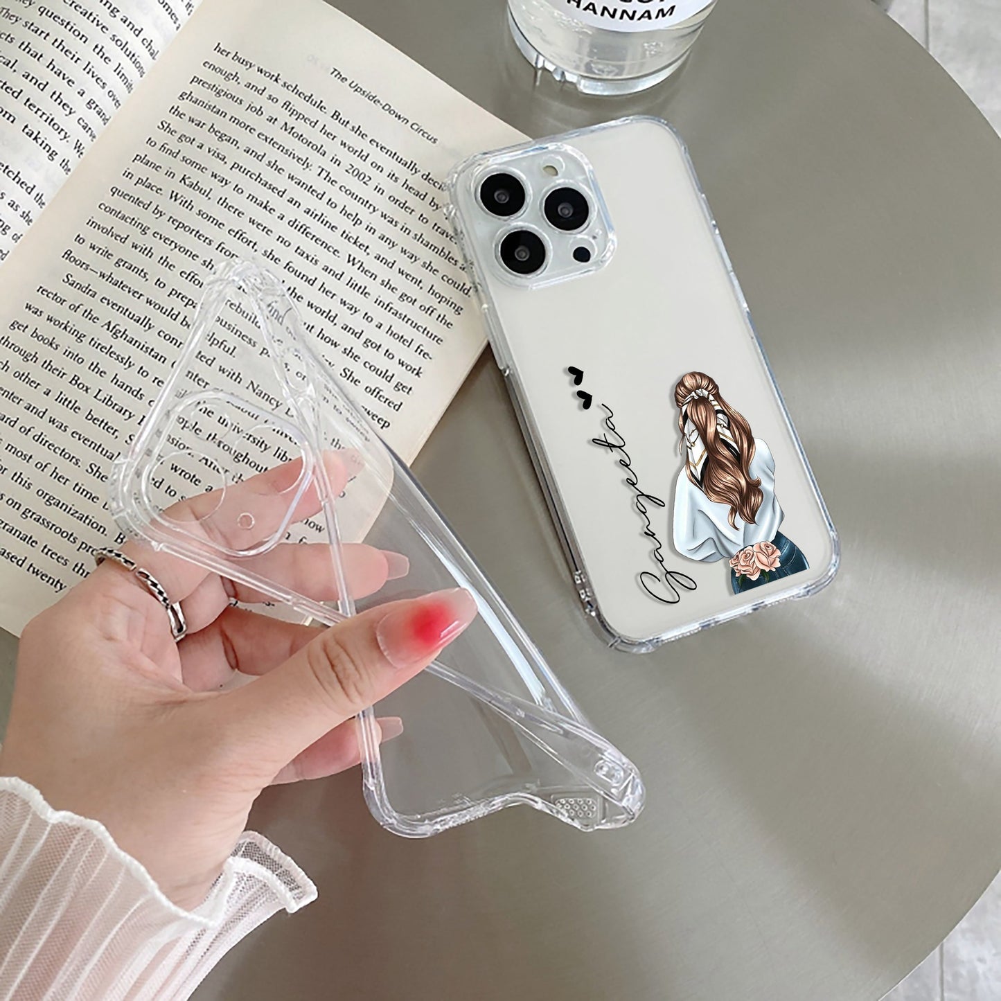 Girl With Flower Customize Transparent Silicon Case For iQOO