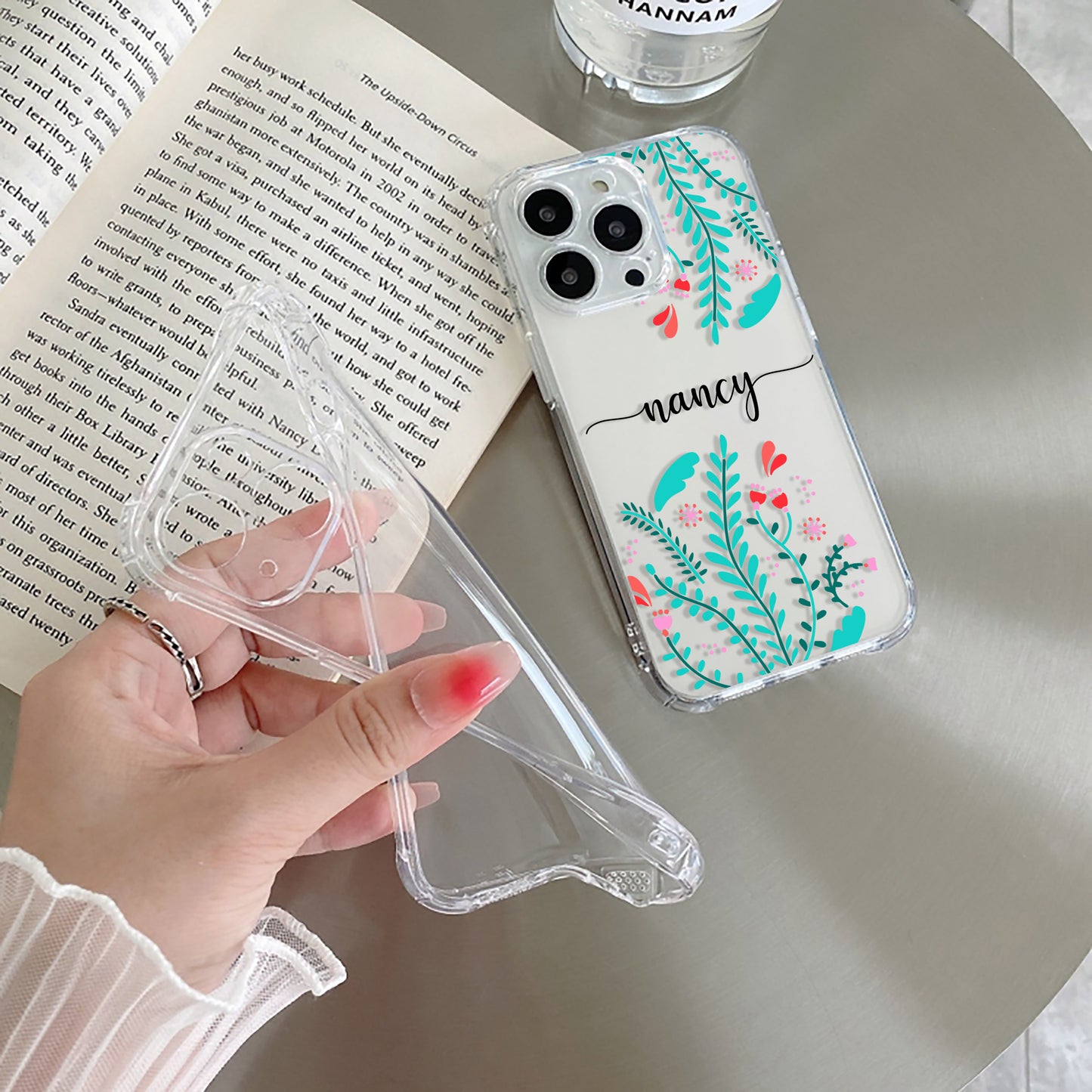 Blue Floral Customize Transparent Silicon Case For Samsung