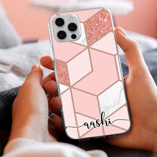 Marble Pink Customize Transparent Silicon Case For Realme/Narzo