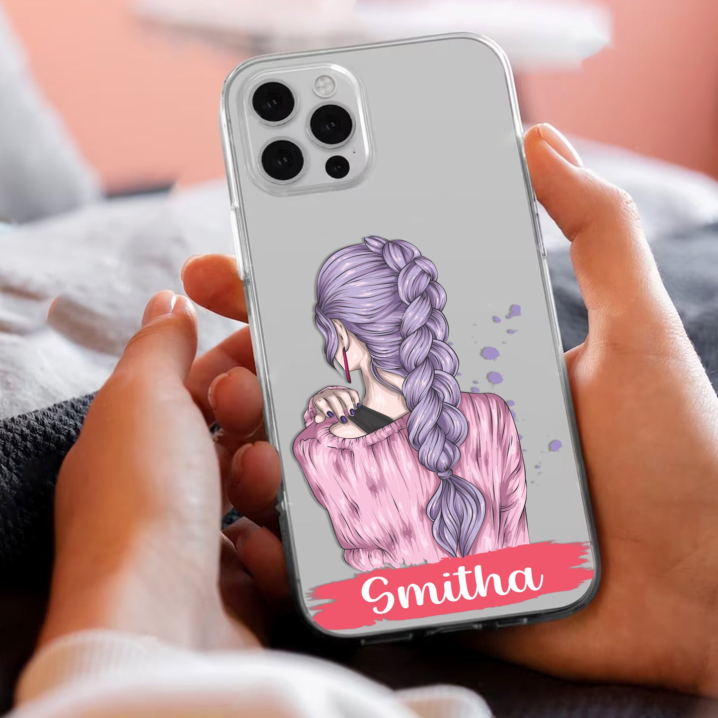 Braid Girl Customize Transparent Silicon Case For Oppo