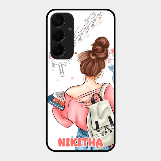 Girl With Book Glossy Metal Case Cover For Samsung