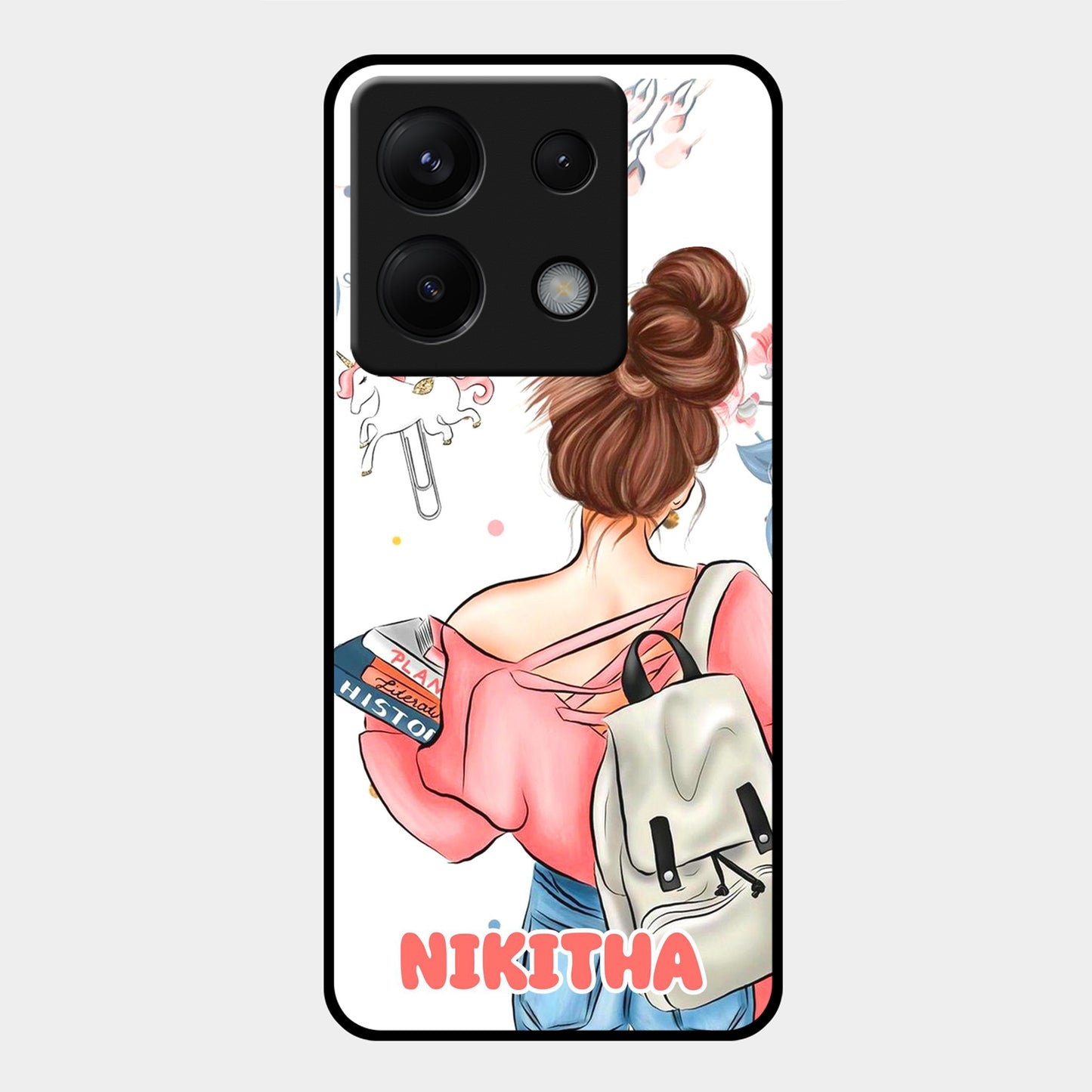 Girl With Book Glossy Metal Case Cover For Redmi