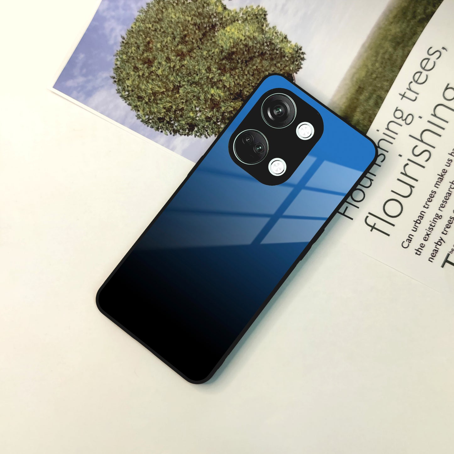Blue Gradient Glass Case Cover For OnePlus