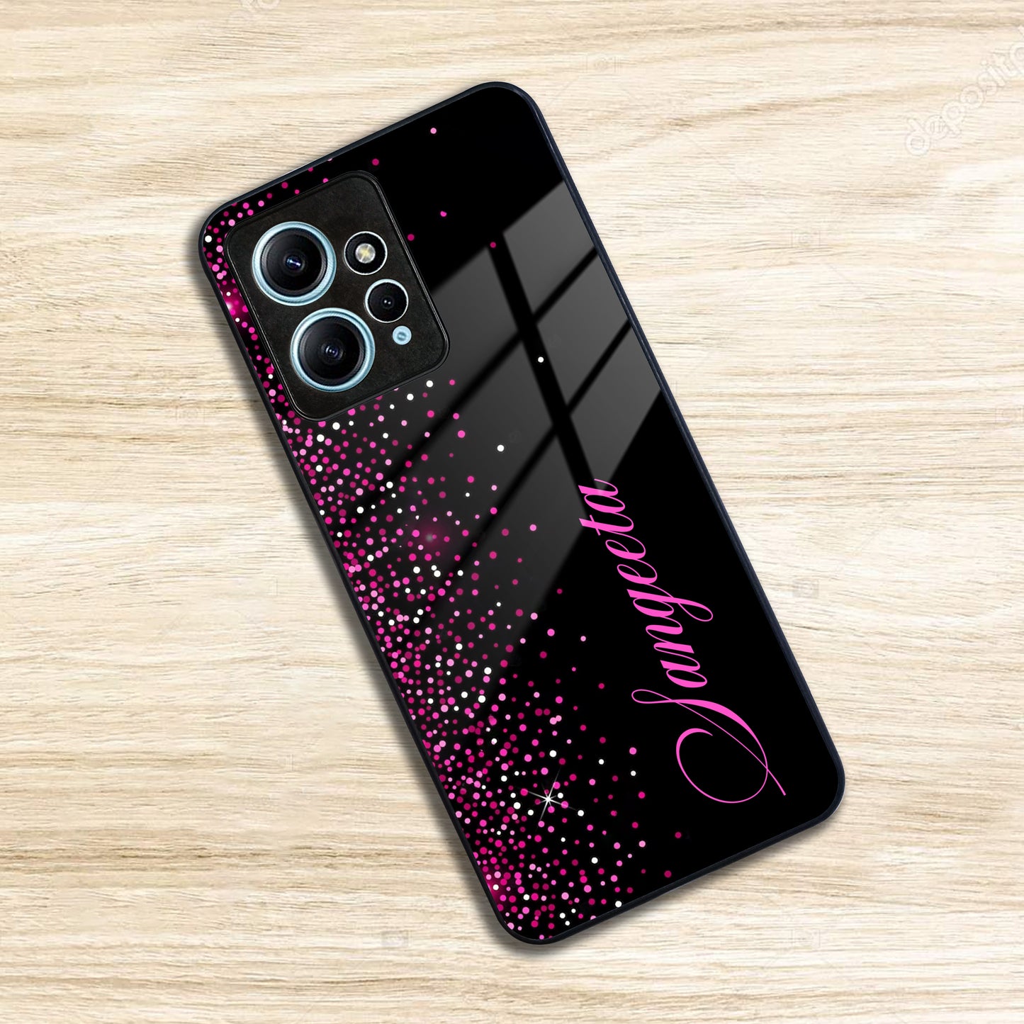Pink Glitter Customize Glass Case Cover For Redmi/Xiaomi