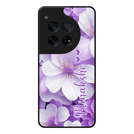 Purple Floral Glossy Metal Case Cover For OnePlus