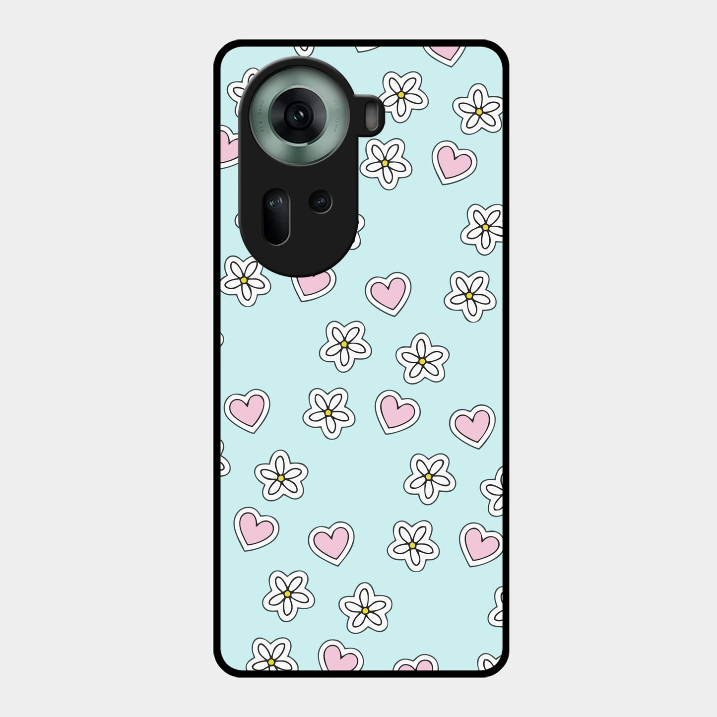 Heart With Flower Glossy Metal Case Cover For Oppo
