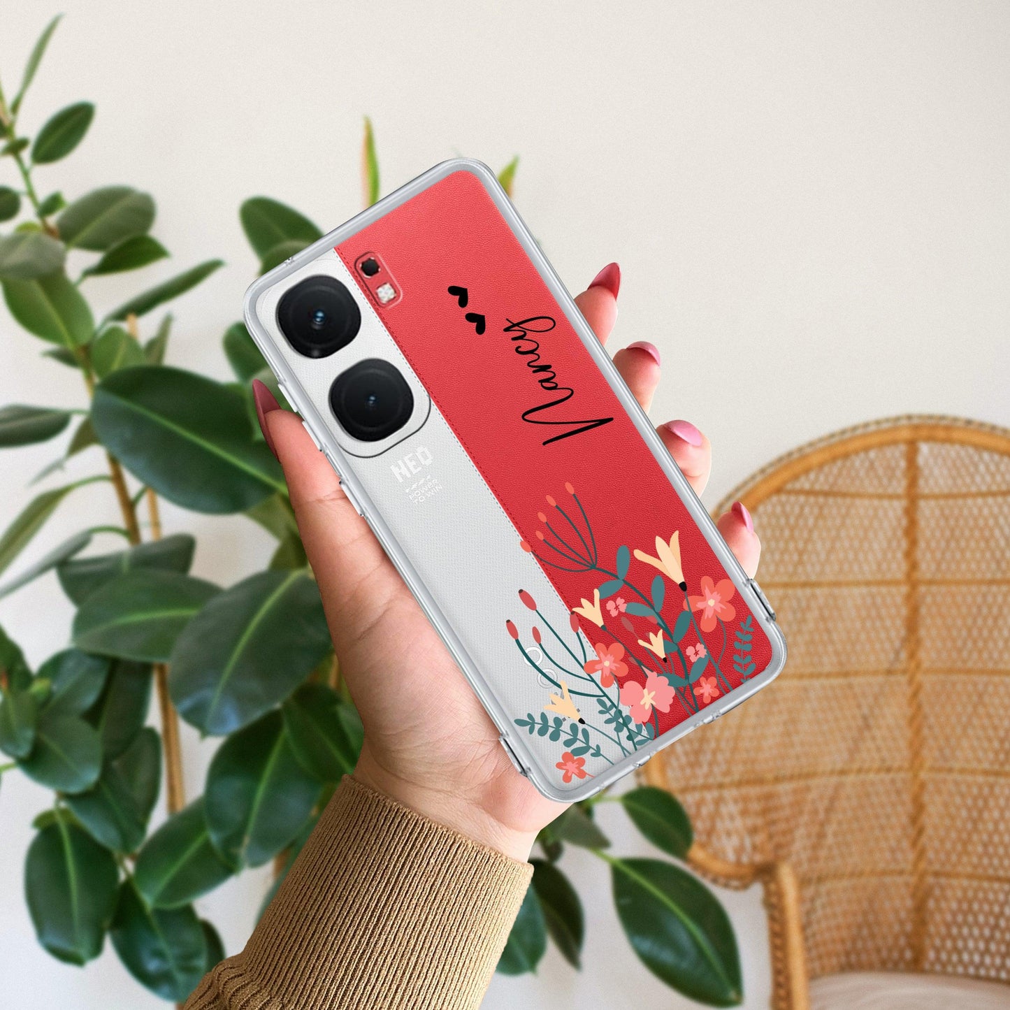 MultiColor Floral Customize Transparent Silicon Case For iQOO - ShopOnCliQ