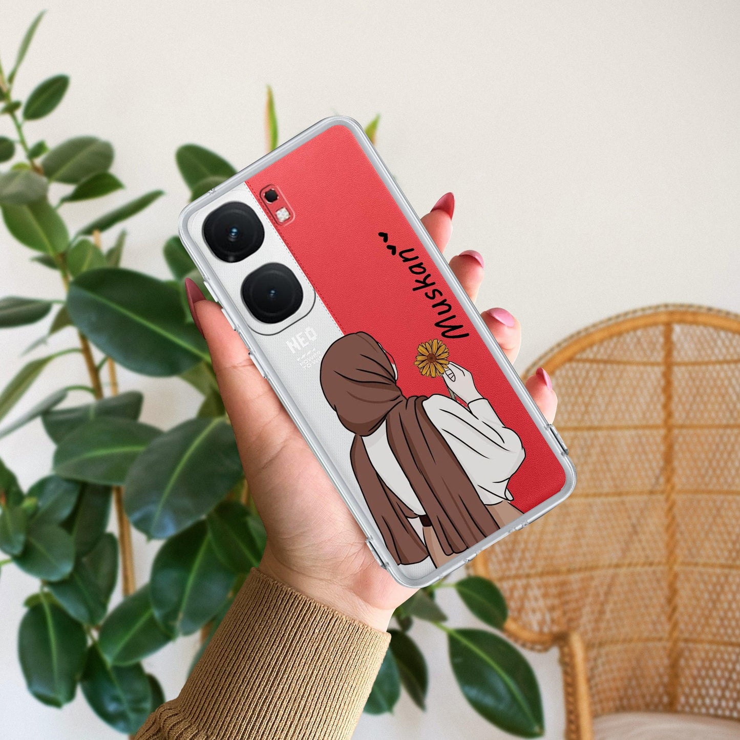 Personalized Hijab Girl Transparent Silicon Case For iQOO - ShopOnCliQ