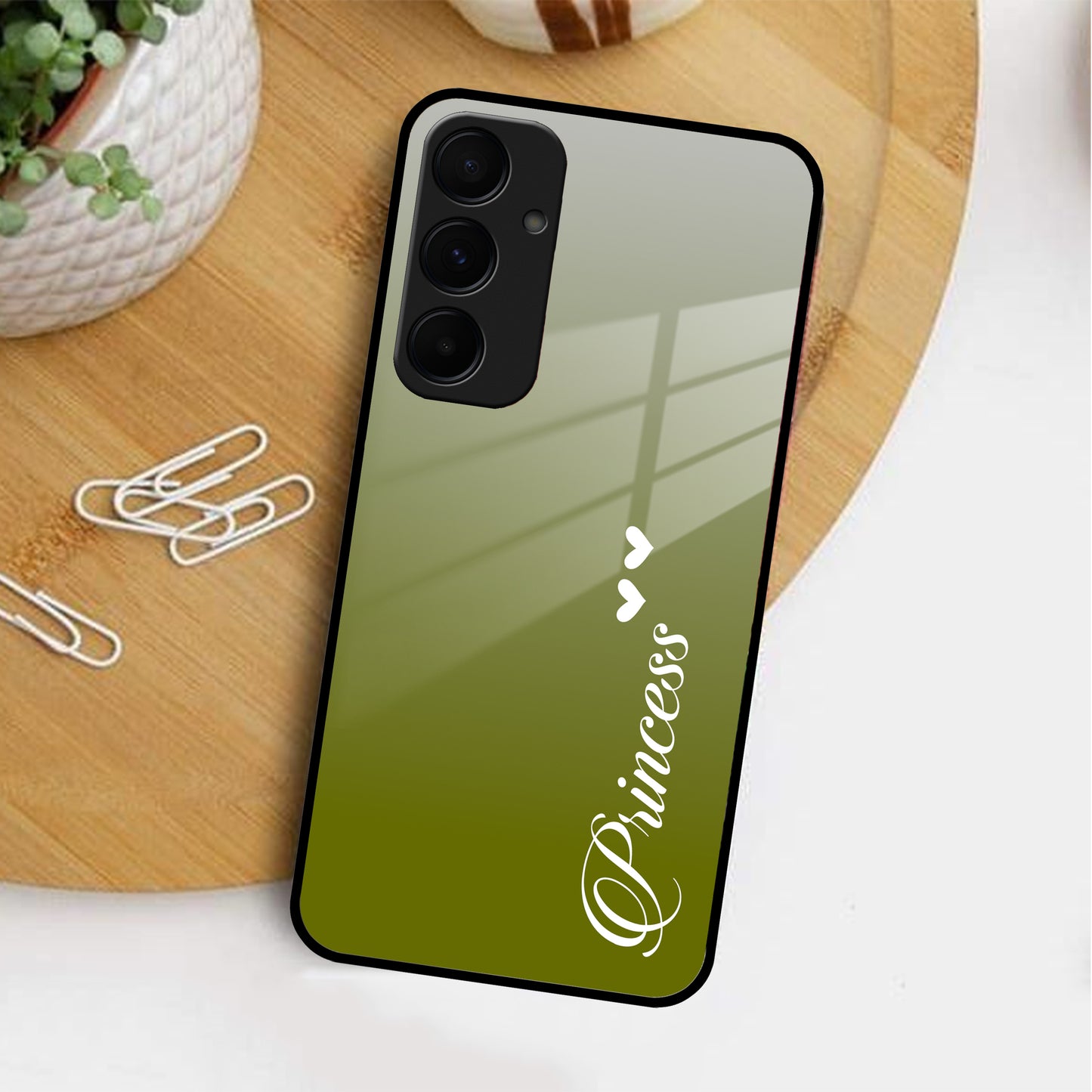 Customize Name Gradient Glass Case Cover Mint Green For Samsung