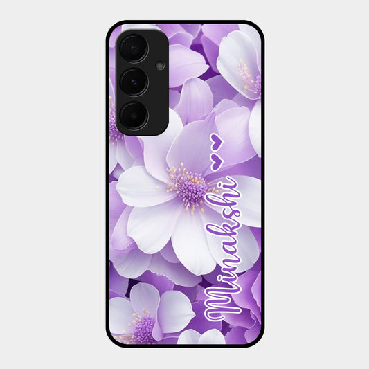 Purple Floral Glossy Metal Case Cover For Samsung