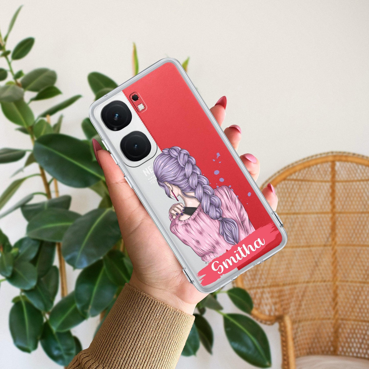 Braid Girl Customize Transparent Silicon Case For iQOO - ShopOnCliQ