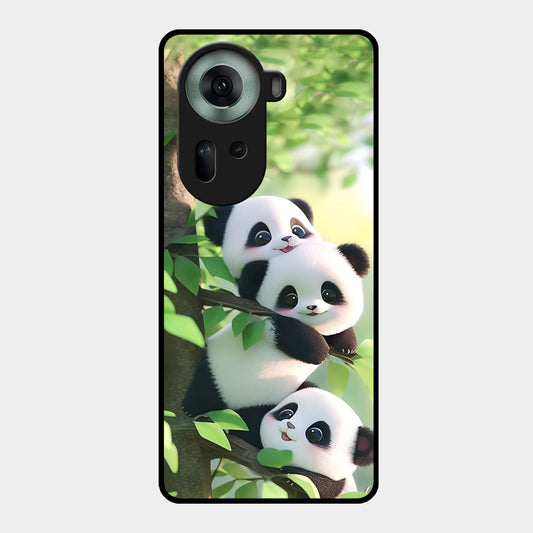 Panda Glossy Metal Case Cover For Oppo