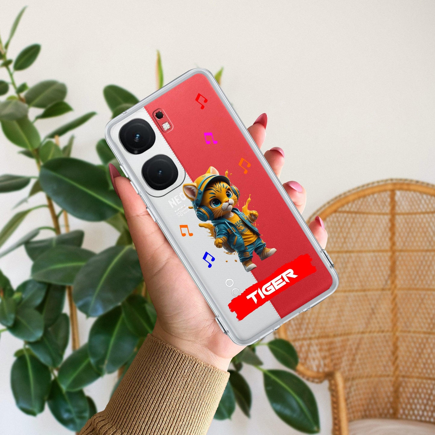 Music Cat Customize Transparent Silicon Case For iQOO - ShopOnCliQ