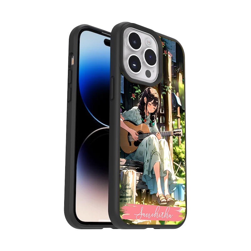 Guitar Girl Glossy Metal Case Cover For Redmi