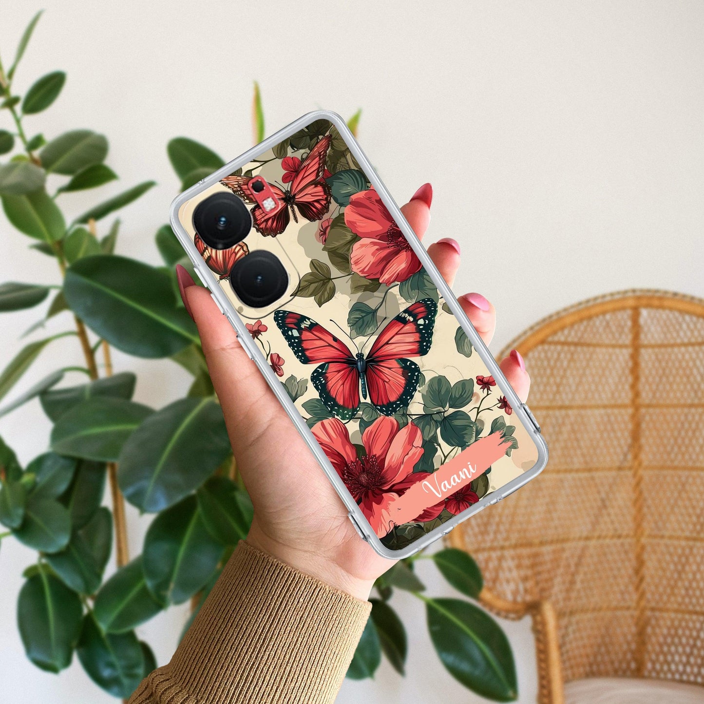 Butterfly Customize Transparent Silicon Case For iQOO - ShopOnCliQ