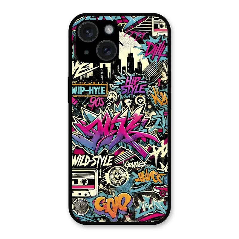 90s Hip-Hop Street Art Glass Case Cover For iPhone 15