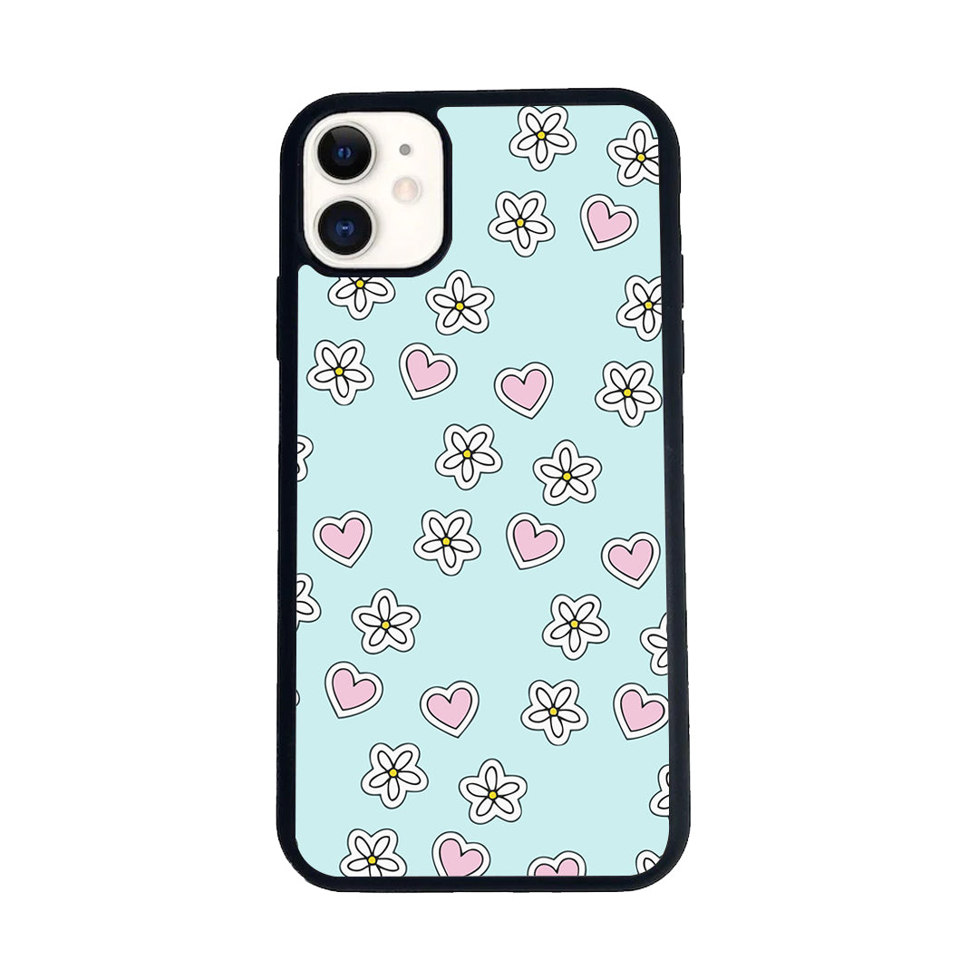 Heart With Blossom Glossy Metal Case Cover For iPhone