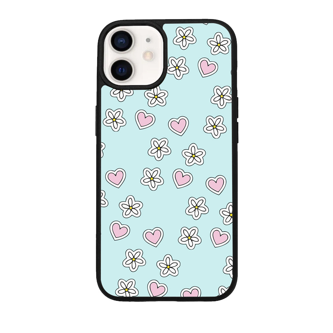 Heart With Blossom Glossy Metal Case Cover For iPhone