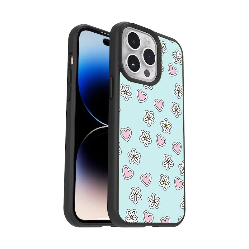 Heart With Flower Glossy Metal Case Cover For Oppo