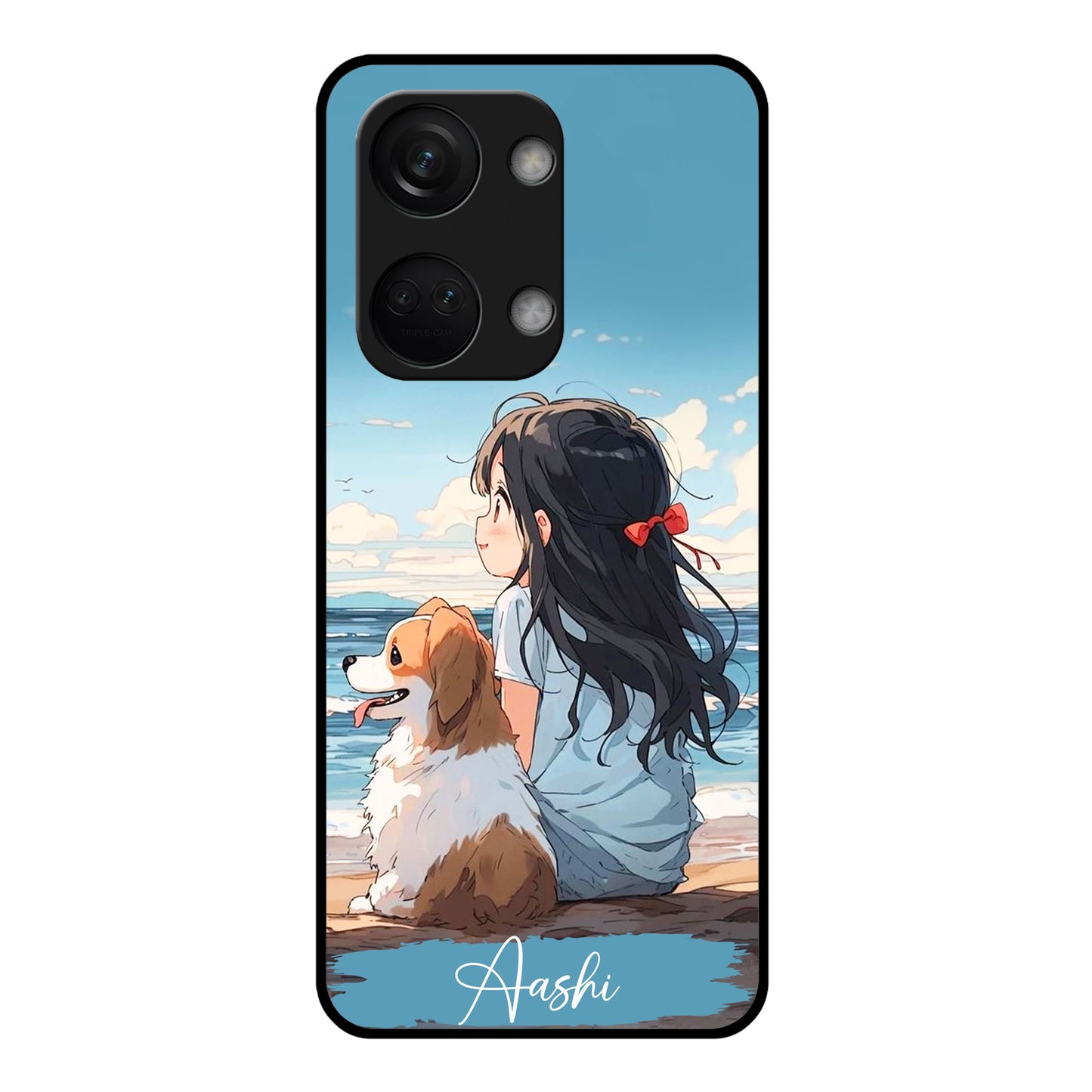 Girl With Dog Glossy Metal Case Cover For OnePlus