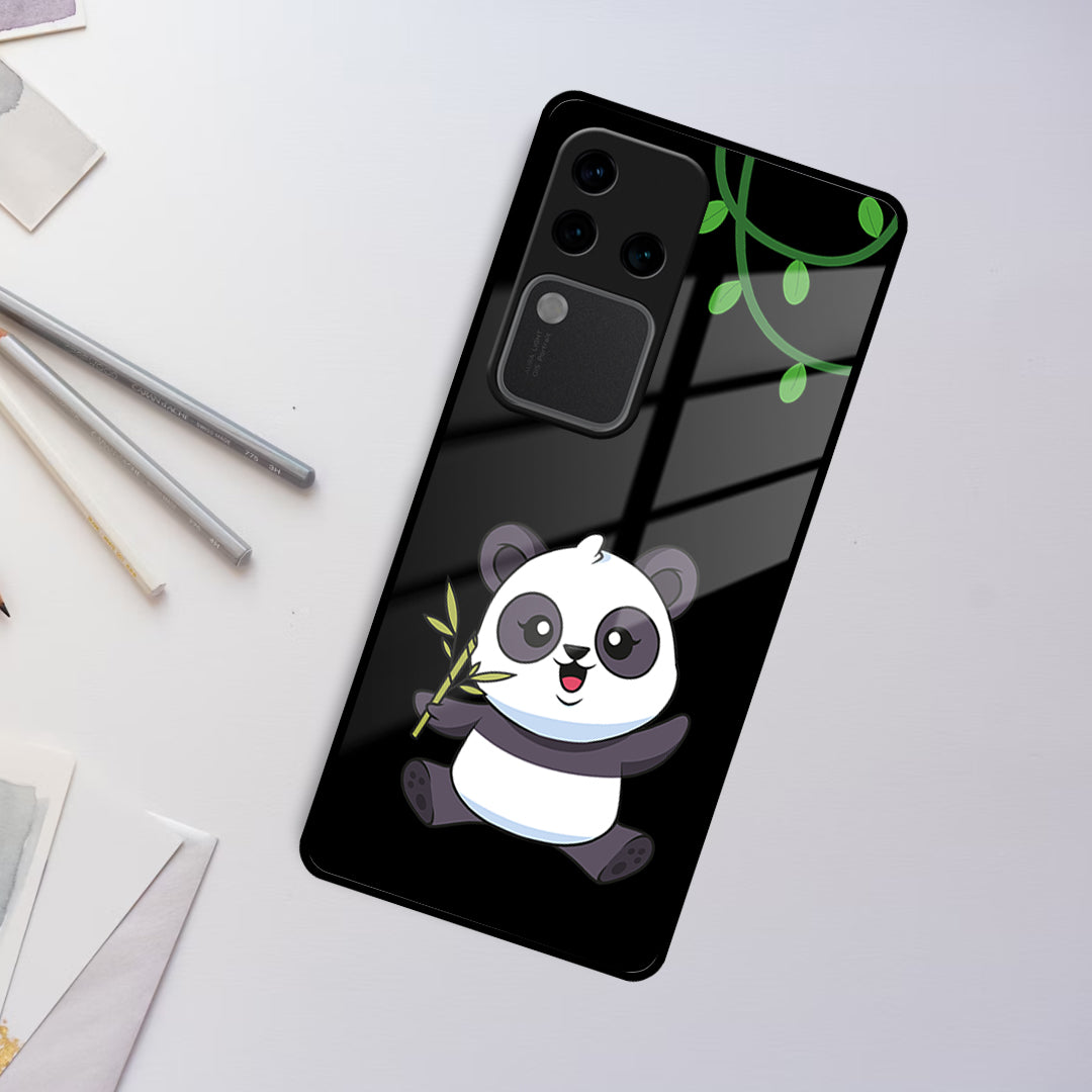 Black Panda Glass Phone Case For Vivo