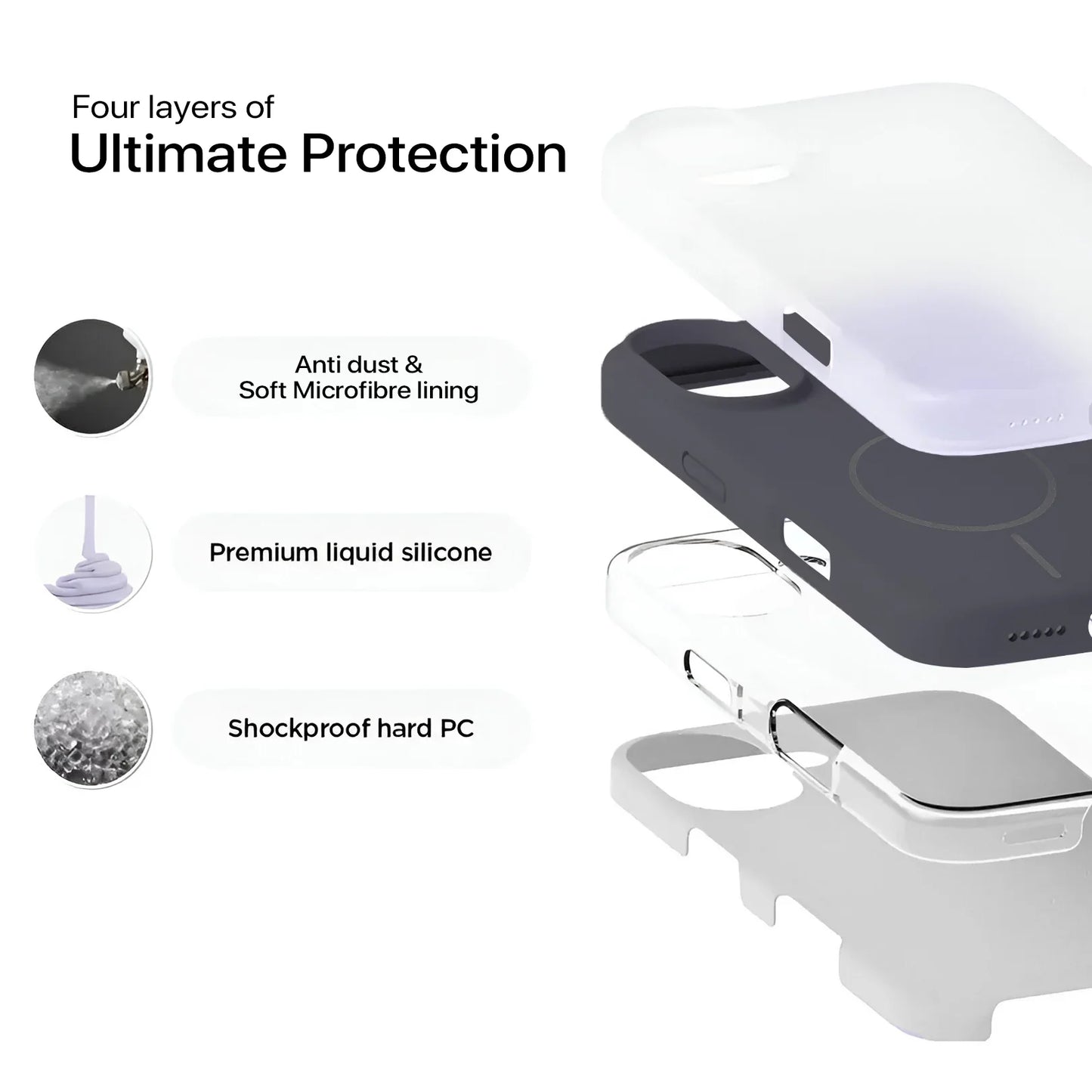 Anti Dust Magsafe Silicone Case - iPhone 16 Plus (Grey) - ShopOnCliQ