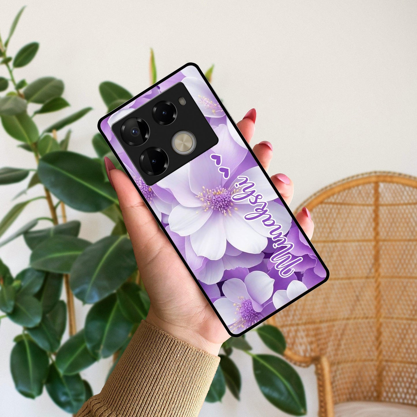 Awesome Purple Floral Glossy Customised Metal Case Cover For Infinix - ShopOnCliQ
