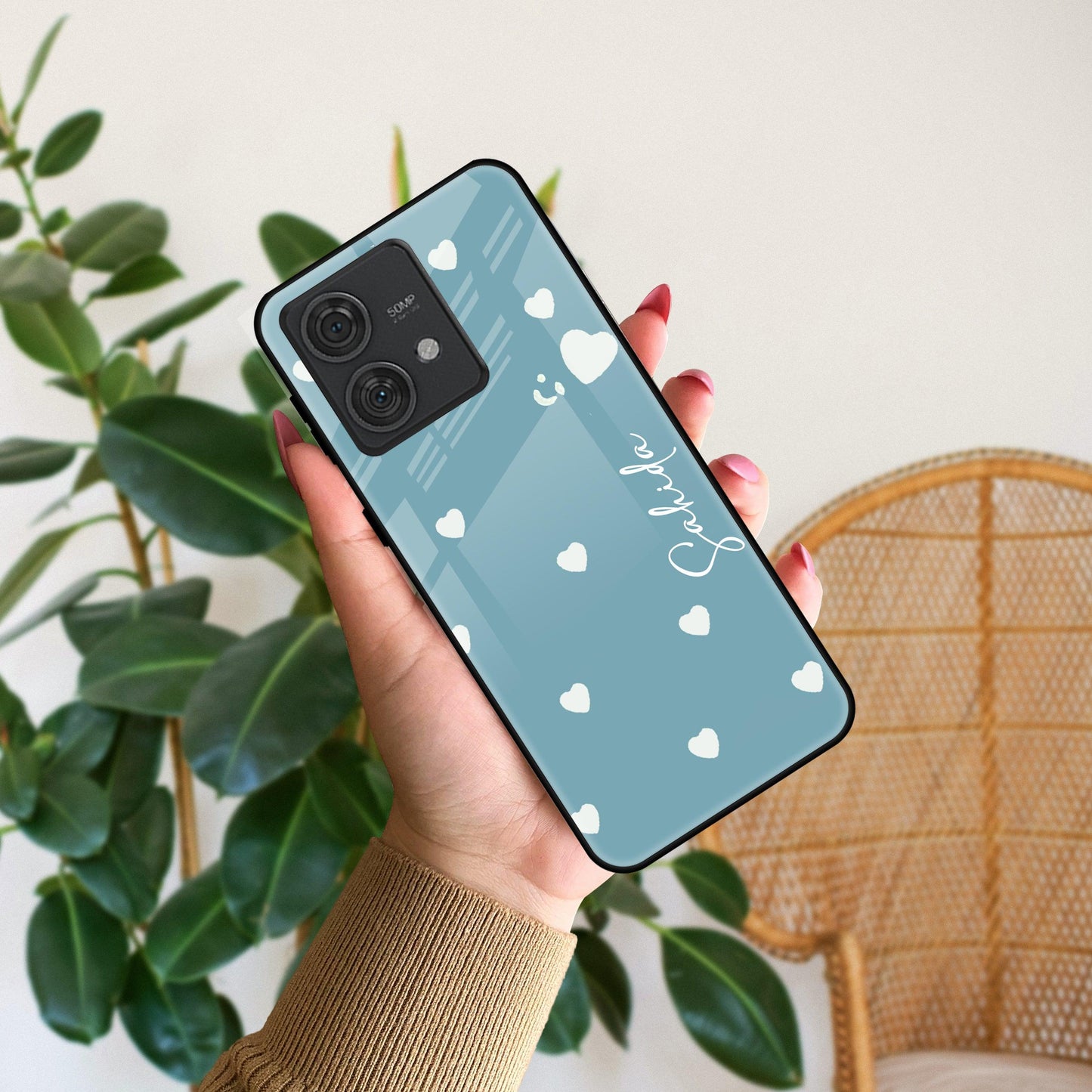 Be Loved Glossy Customised Metal Case Cover Sky Blue For Motorola