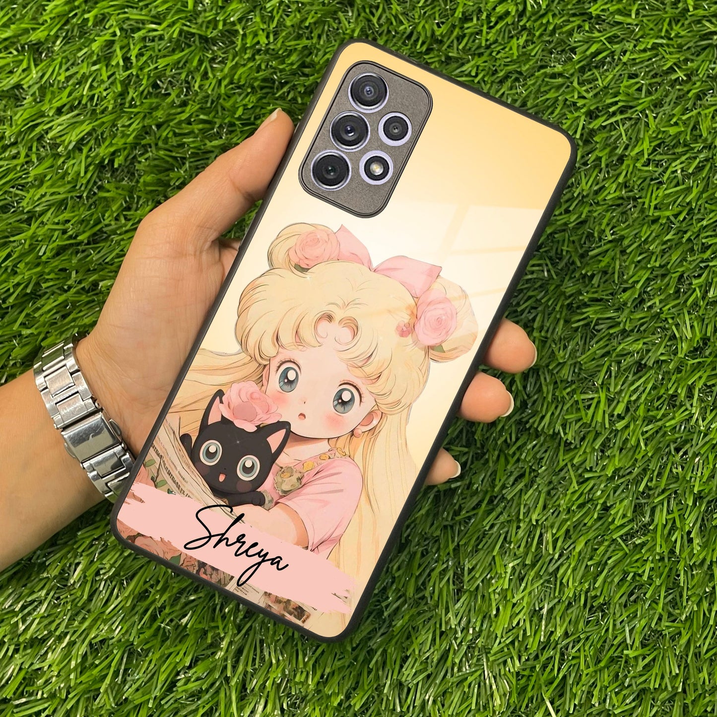 Lovely Sailor Moon Customize  Glass Case Cover For Samsung