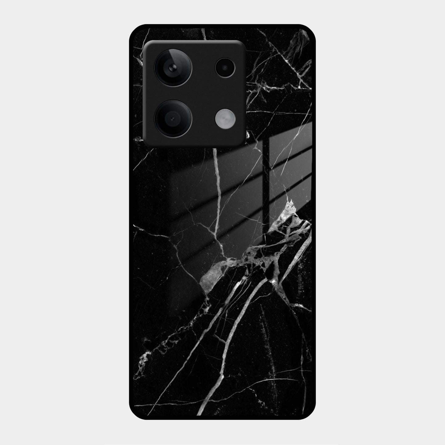 Black Marble Patter Glass Case Cover for Poco