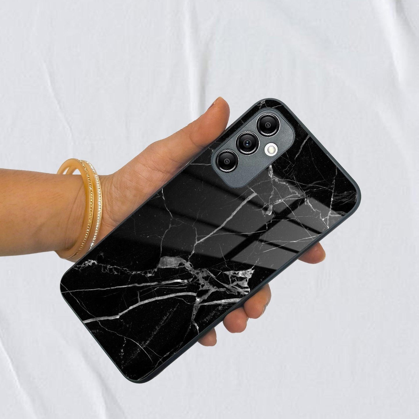 Black Marble Patter Glass Case Cover for Samsung