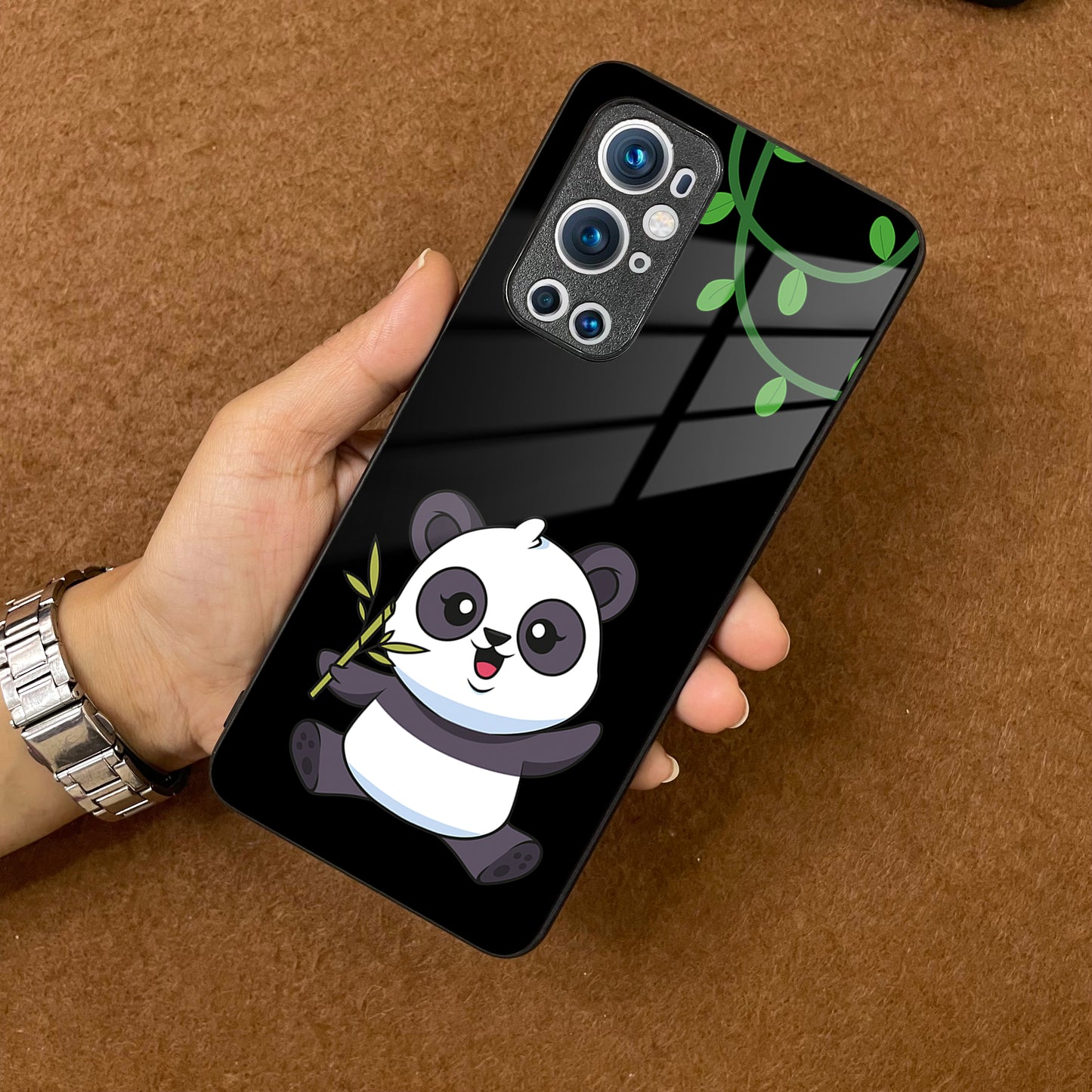 Black Panda Glass Phone Case For OnePlus