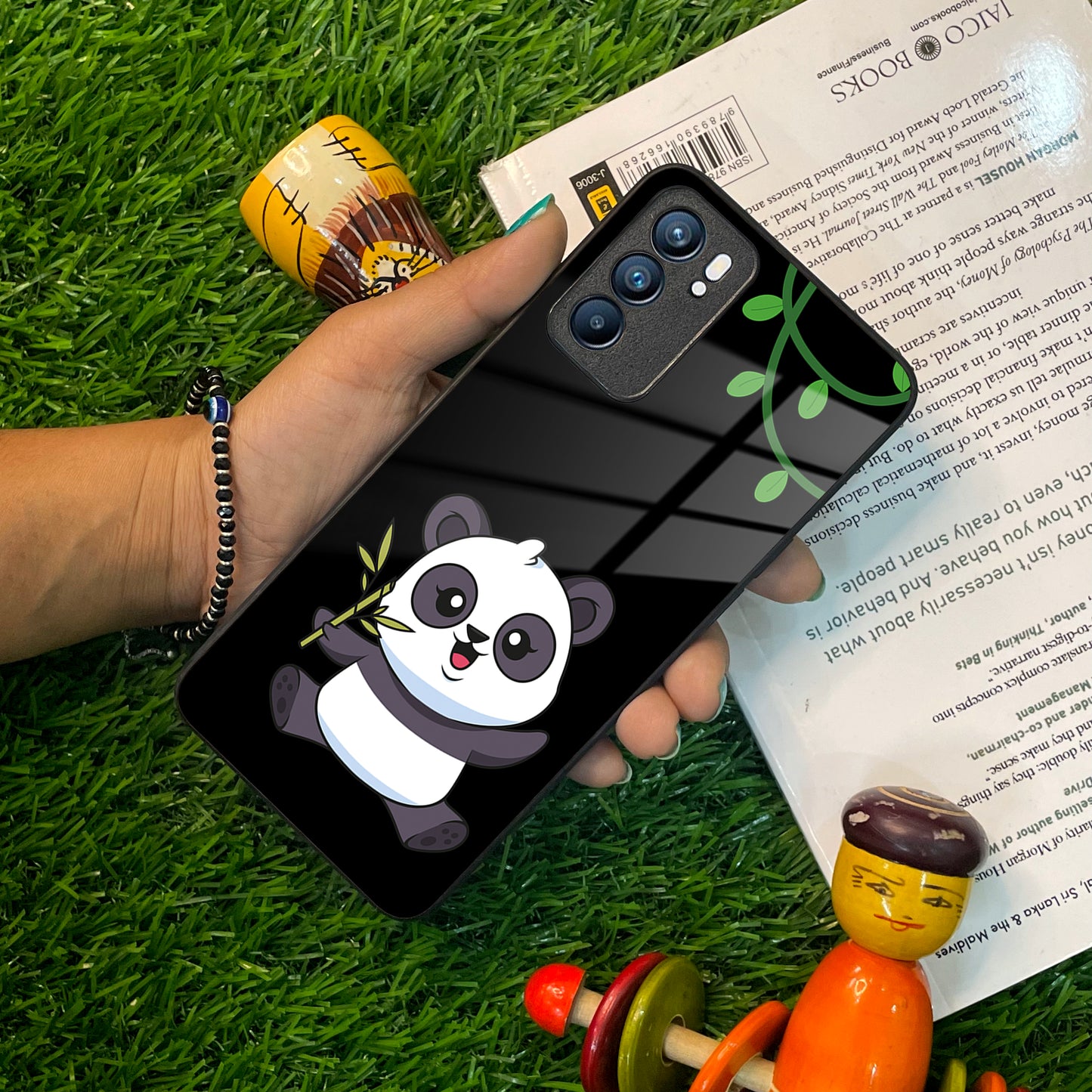 Black Panda Glass Phone Case For Oppo