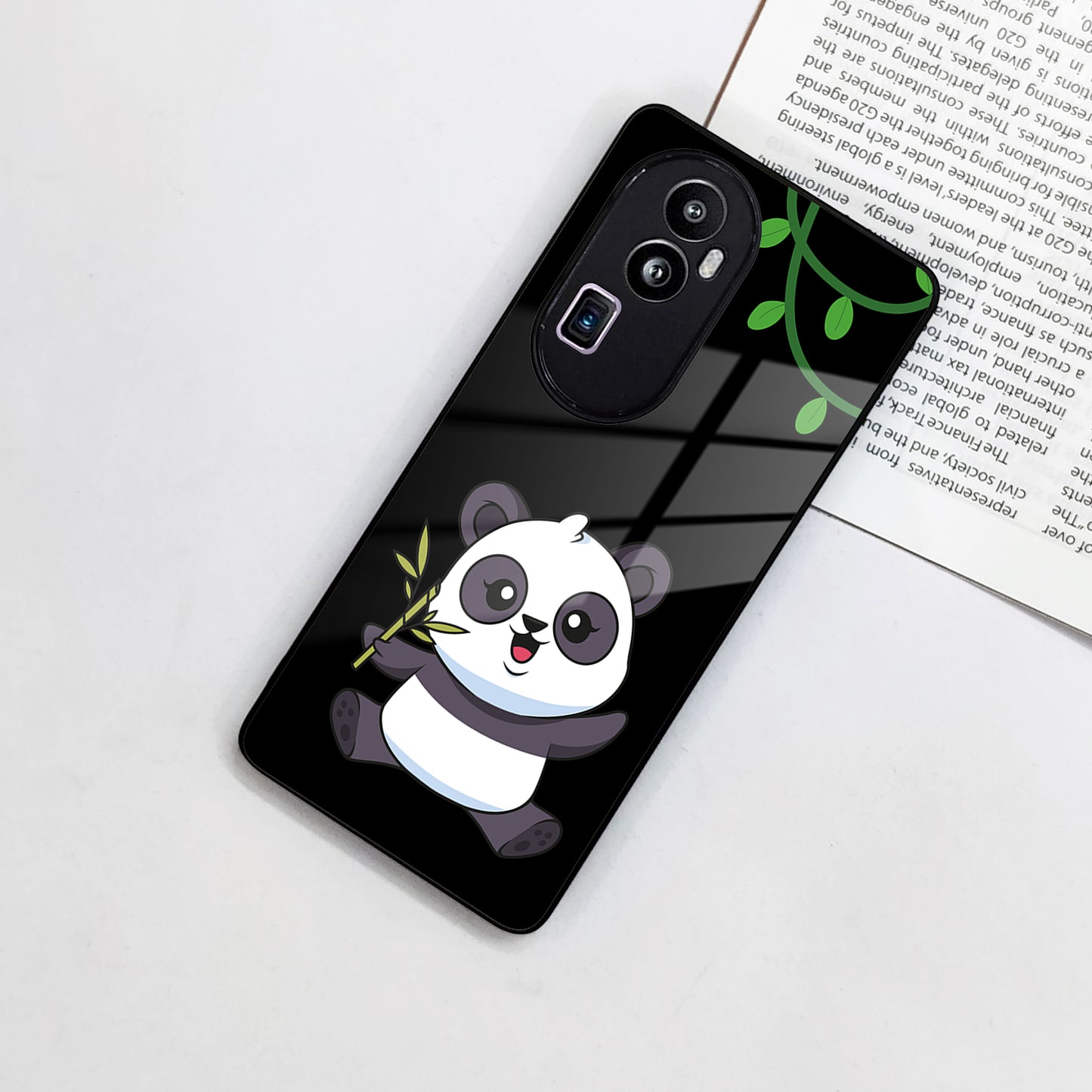 Black Panda Glass Phone Case For Oppo