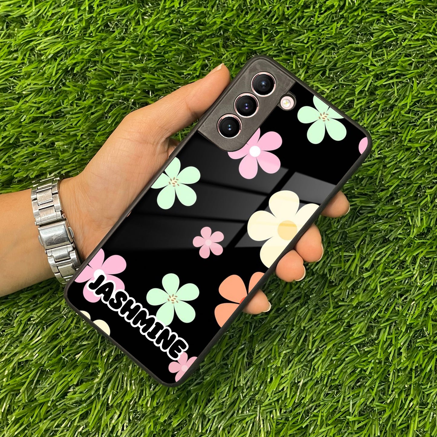 Colorfull Daisy Floral Glass Case Cover For Samsung
