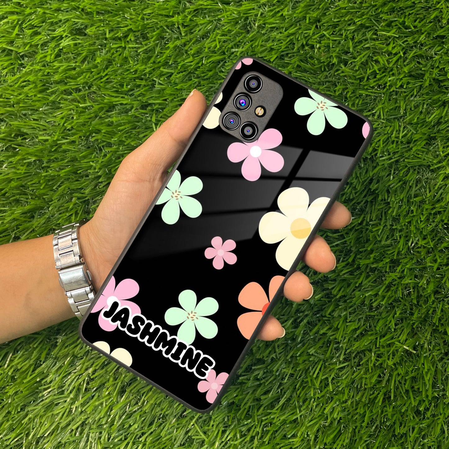 Colorfull Daisy Floral Glass Case Cover For Samsung