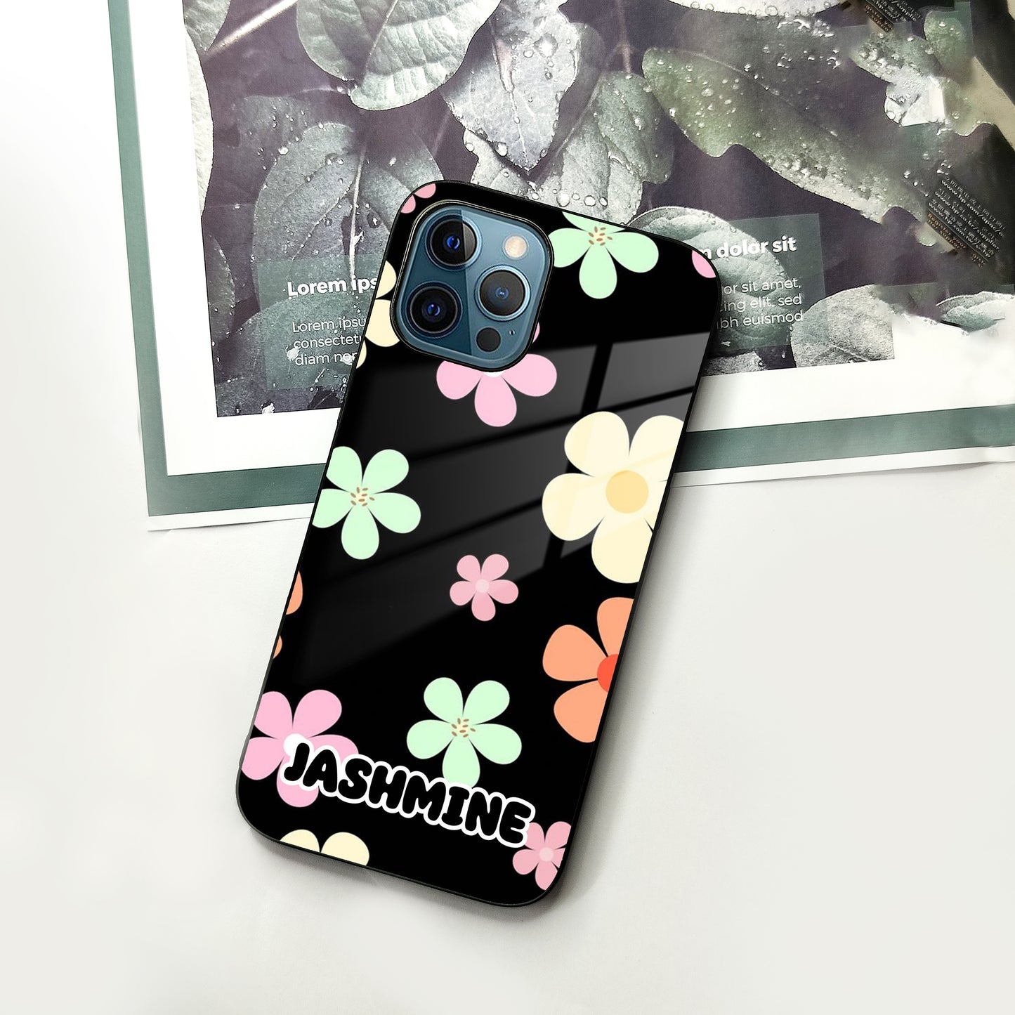 Colorfull  Daisy Floral Glass Case Cover For iPhone
