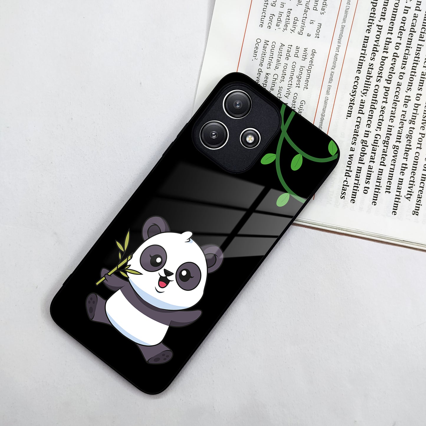 Black Panda Glass Phone Case For Poco