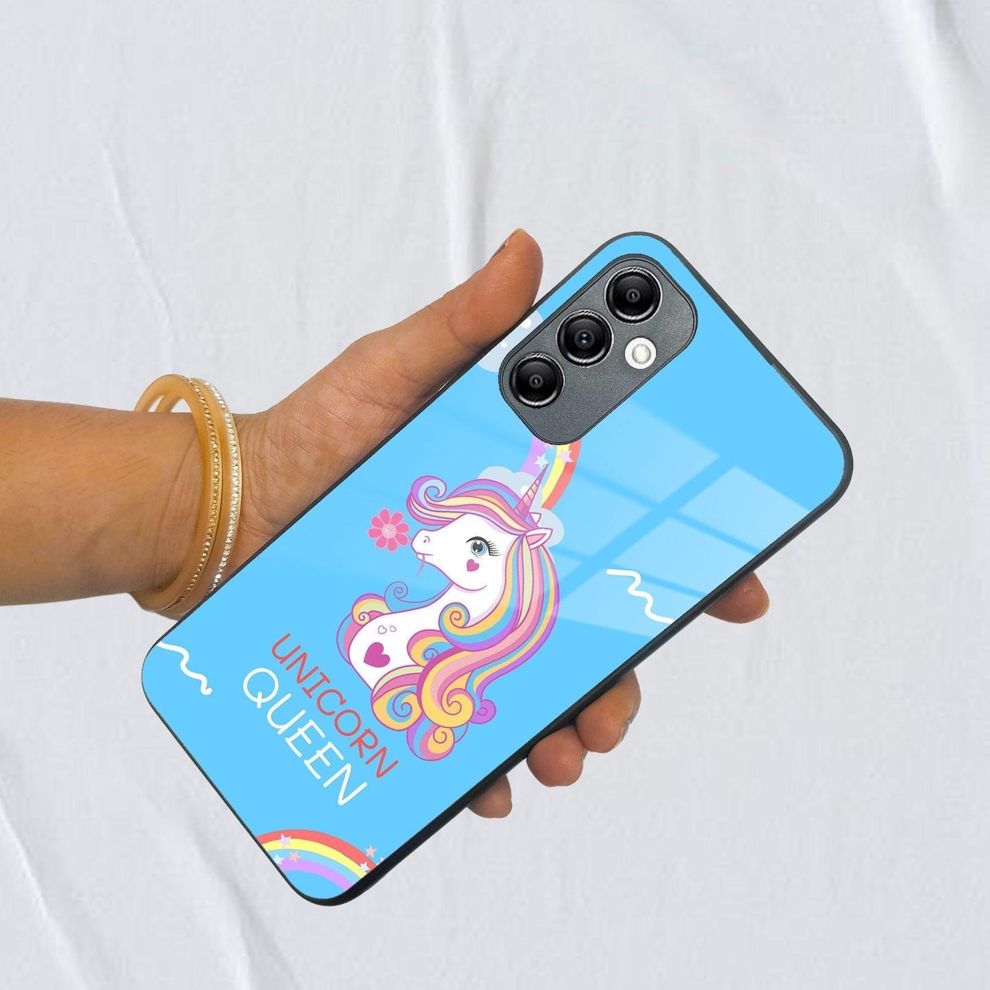 Blue Unicorn Queen Glass Phone Case For Samsung