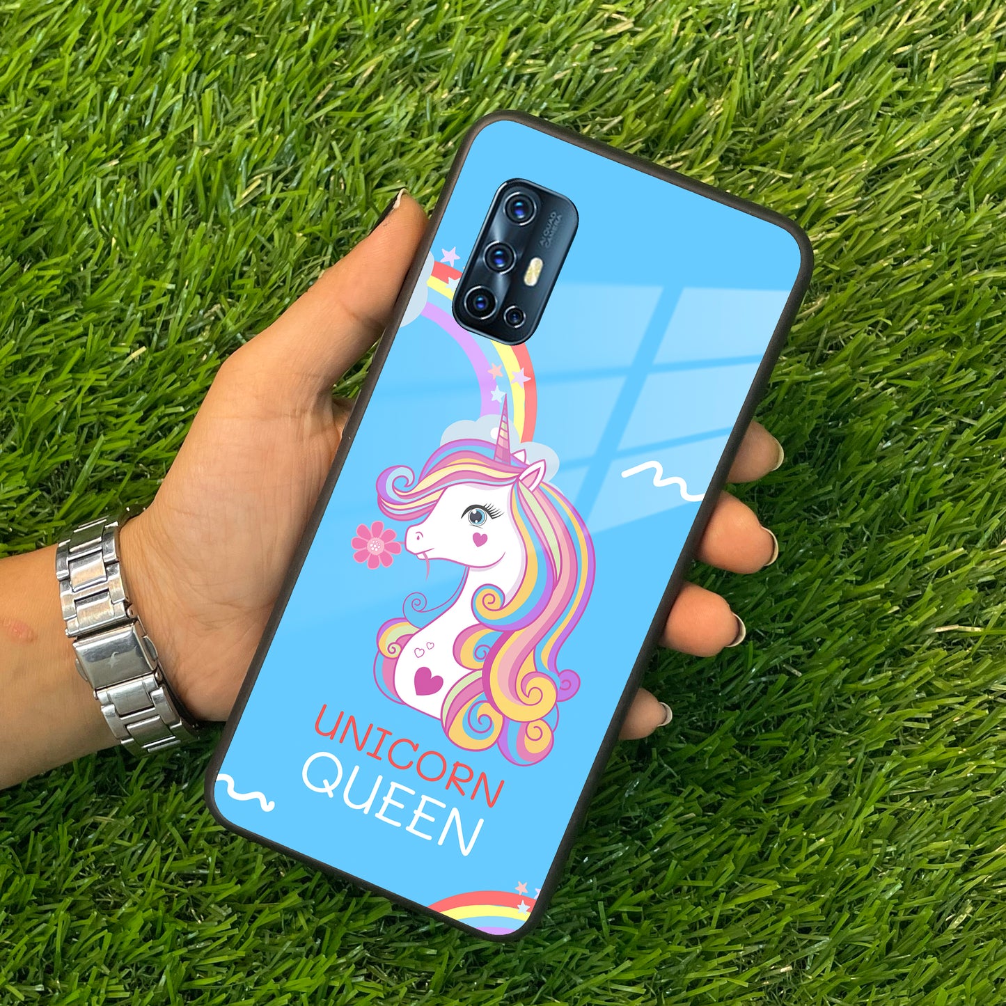 Blue Unicorn Queen Glass Phone Case For Vivo