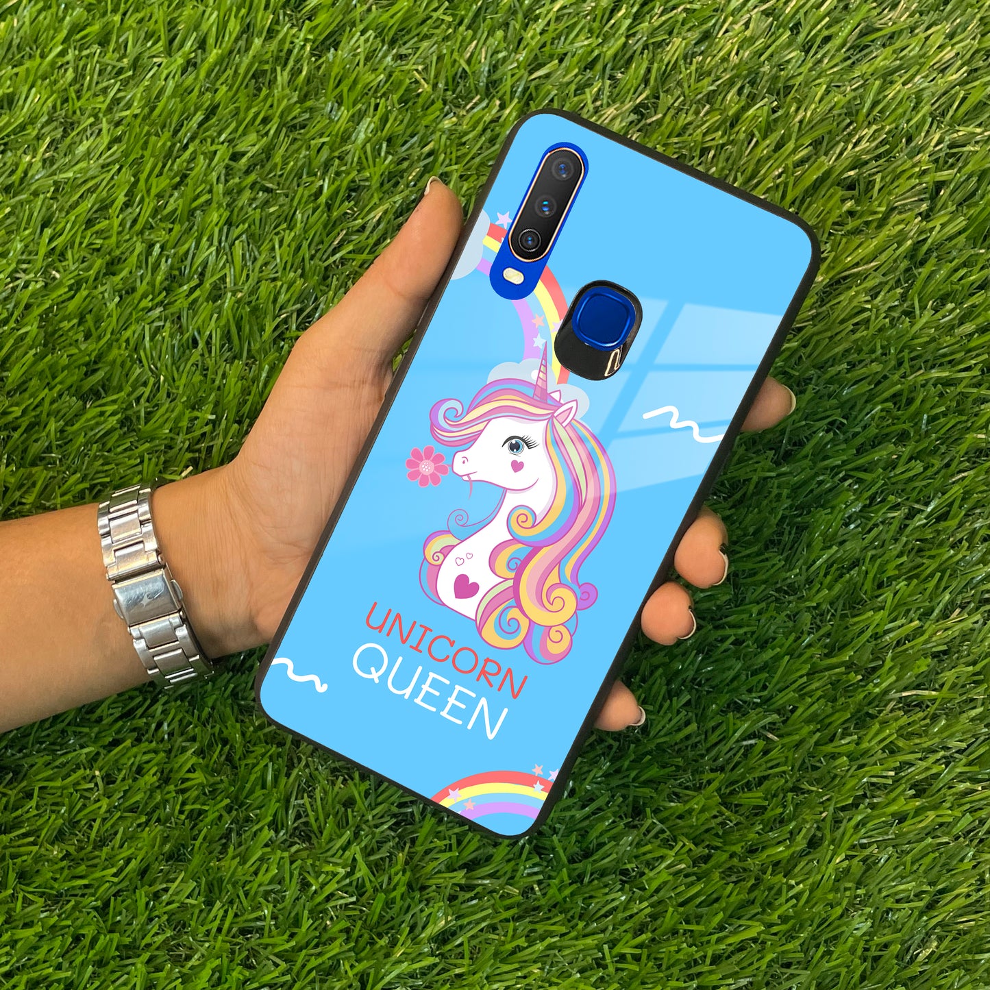 Blue Unicorn Queen Glass Phone Case For Vivo