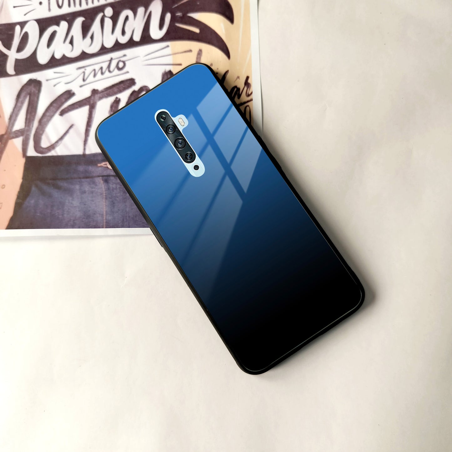 Blue Gradient Glass Case Cover For Oppo