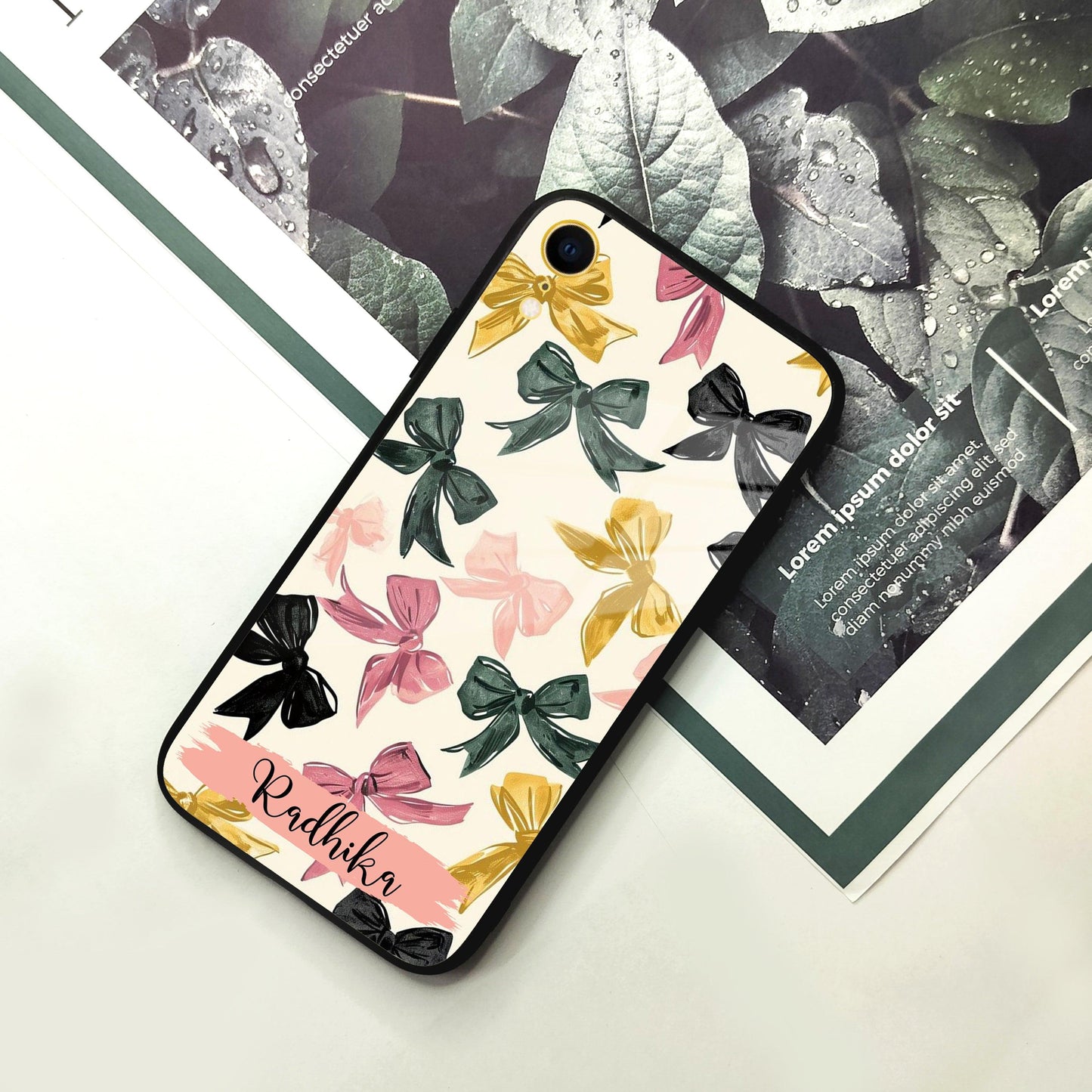 Bow Customize Glass Case Cover For iPhone