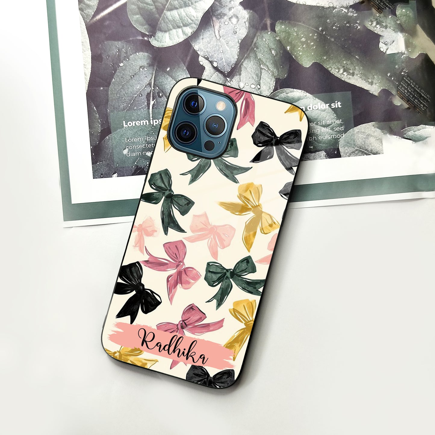 Bow Customize  Glass Case Cover For iPhone